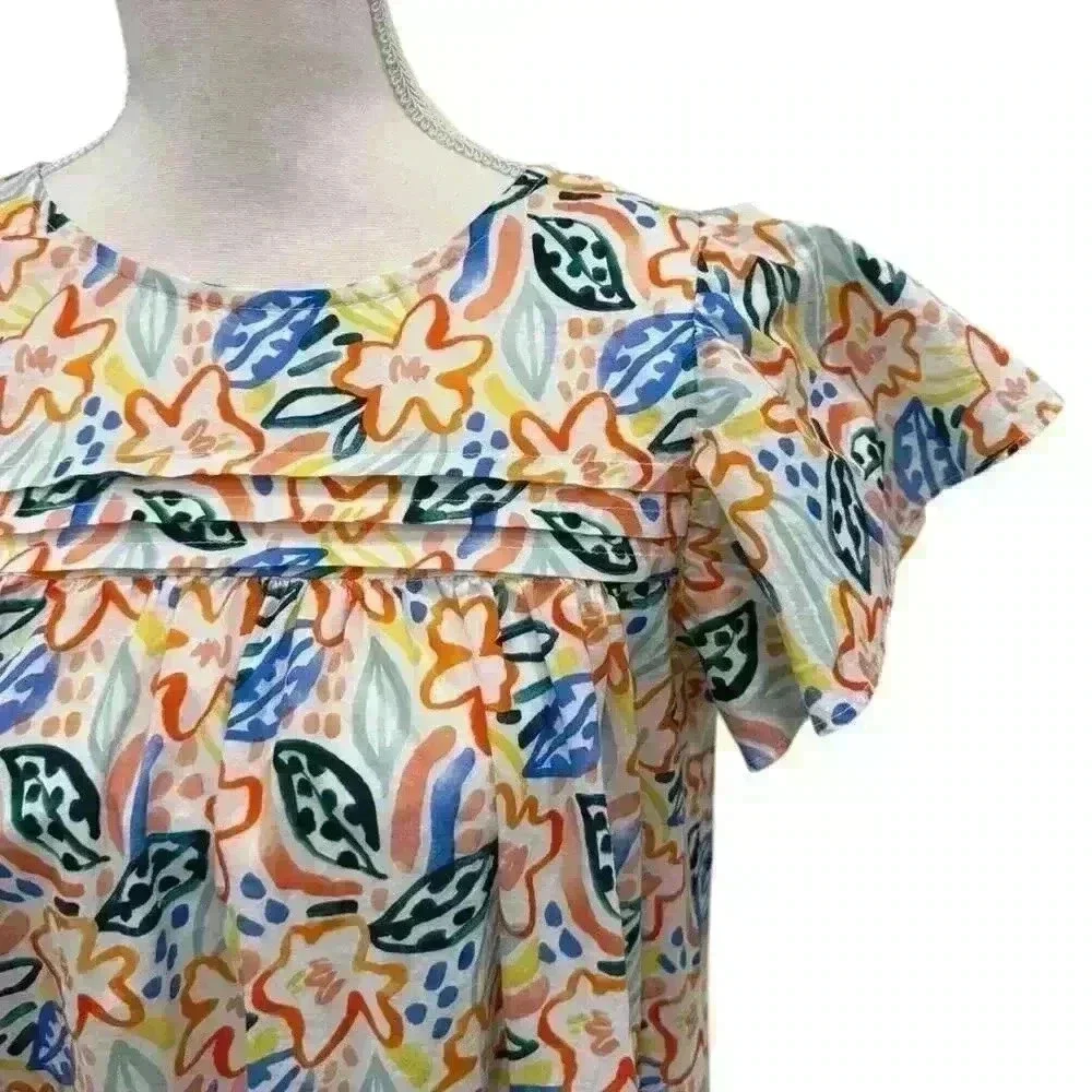 PINCH - Abstract Floral Dress with Flutter Sleeve- Size S - Picture 2 of 5